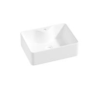 Eridanus Rectangle Vessel Sink with Faucet Hole, Ceramic Countertop Bathroom Washbasin, Vitreous China Cloakroom Basin Sink for Lavatory, Bathroom, Vanity Unit, White Gloss - 400 x 300 x 130mm