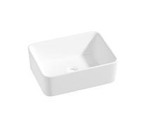 Eridanus Rectangular Ceramic Countertop Bathroom Vessel Sink, Modern Vitreous China Square Basin for Vanity Unit, White Gloss - 400 x 300 x 130mm