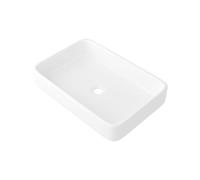 Eridanus Rectangular Countertop Bathroom Vessel Sink, Ceramic Countertop Washbasin, Square Cloakroom Basin Sink for Lavatory, Cabinet, Vanity Unit, White Gloss - 615 x 410 x 115mm