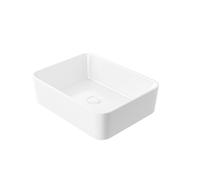Eridanus Rectangular Countertop Bathroom Vessel Sink, Square Ceramic Vessel Sink, Vitreous China Cloakroom Basin Sink for Lavatory Cloakroom Vanity Unit, White Gloss - 480 x 370 x 135mm