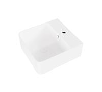 Eridanus Rectangular Wall-Mounted Bathroom Sink, White Gloss Vitreous China Washbasin, Square Ceramic Basin for Vanity Countertops, 400 x 420 x 155mm