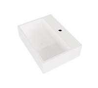 Eridanus Wall-Hung Ceramic Sink, Rectangular Vitreous China Washbasin in White Gloss, Ceramic Basin for Lavatory Vanity Units, 490 x 360 x 135mm