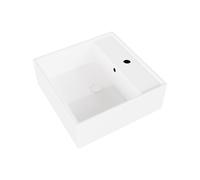 Eridanus Wall-Hung Ceramic Sink, White Gloss Rectangular Basin with overflow, Vitreous China Washbasin for Bathroom Vanity Units, 410 x 410 x 150mm