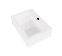 Eridanus Wall-Mounted Bathroom Sink with overflow, Rectangular Vitreous China Basin in White Gloss, Compact Ceramic Washbasin for Cloakroom Vanity, 430 x 310 x 130mm