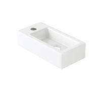 Eridanus Wall-Mounted Rectangular White Ceramic Basin, 45.5cm x 25.5cm x 12cm, Tap Left, Space-Saving, Modern, Small (Basin Only)