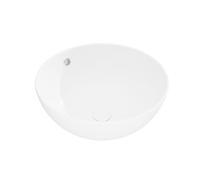 Eridanus White Gloss Bathroom Vessel Sink with overflow, Round Vitreous China Basin for Countertops, Round Ceramic Washbasin, Ideal for Cloakroom Vanity Units, 430 x 430 x 180mm