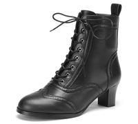 ErikenUrben Women Vintage Victorian Boots Lace up 70s Witch Booties Mid Heel Steampunk Boots Black Size 38