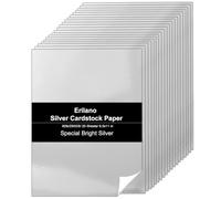 Erilano Silver Cardstock 8.5x11 in, 20 Sheets, 92lb Shimmer Mirror Finish