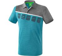 Erima Men 5-C Polo-Shirt Poloshirt - Oriental Blue Melange/Grey Melange/White, M