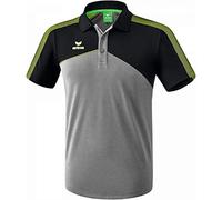 Erima Men's Premium One 2.0 Polo-shirt - Grey Marl/Black/Lime Pop, Small