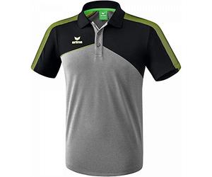 Erima Men's Premium One 2.0 Polo-shirt - Grey Marl/Black/Lime Pop, Small