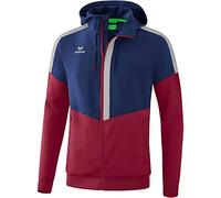 Erima Squad Track Top Jacket with Hood - New Navy/Bordeaux/Silver Grey, M
