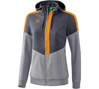 Erima Squad Track Top Jacket with Hood - Slate Grey/Monument Grey/New Orange, 38