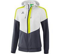 Erima Squad Track Top Jacket with Hood - White/Slate Grey/Bio Lime, 42