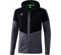 Erima Squad Training Jacket with Hood - Black/Slate Grey, Large
