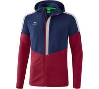 Erima Squad Training Jacket with Hood - New Navy/Bordeaux/Silver Grey, M