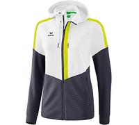 Erima Squad Training Jacket with Hood - White/Slate Grey/Bio Lime, 42