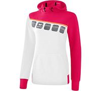 Erima Women 5-C Hoodie - White/Love Rose/Peach, Size: 46
