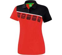 Erima Women 5-C Polo Shirt - Red/Black/White, Size: 36