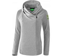 Erima Women's Essential Hooded Sweat Jacket - Light Grey Marl/Twist Of Lime, Size 34