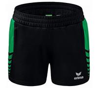 Erima Women's Six Wings Worker Casual Shorts, Black/Emerald, 38