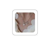 Erimberate Bohemian Crystal Shell Choker Necklace Gold Clam Shell Pendant Necklace Cz Starfish Collar Necklace Scallop Paperclip Link Chain Necklace Jewelry for Women, Zinc, No Gemstone