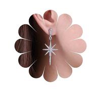Erimberate Bohemian Crystal Star Dangle Earrings Gold CZ North Star Earrings Large CZ Pave Starburst Rhinestone Earrings Star Drop Earrings Jewelry for Women, Zinc, No Gemstone