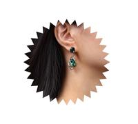Erimberate Bohemian Infinity Emerald Dangle Earrings Emerald Crystal Drop Earrings Green Crystal Stud Earrings Emerald Cz Square Earrings Jewelry for Women Gifts, Zinc, No Gemstone
