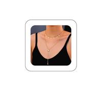 Erimberate Bohemian Layered Moon Star Choker Necklace Gold Crescent Star Pendant Necklace Small Moon Star Y Lariat Chain Necklace Minimalist Moon Star Chain Necklace Jewelry for Women