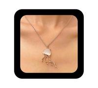 Erimberate Bohemian Opal Jellyfish Choker Necklace Gold Sea Jellyfish Pendant Necklaces Small Ocean Jelly Fish Chain Necklaces Opal Ocean Animals Collar Necklace Jewelry for Women, Zinc, No Gemstone
