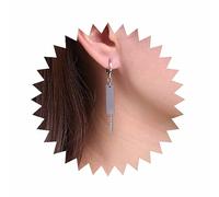 Erimberate Bohemian Square Tassel Chain Earrings Silver Circle Chain Drop Earrings Geometric Rectangle Chain Earrings Minimalist Tassel Chain Hoop Earrings Jewelry for Women Gifts