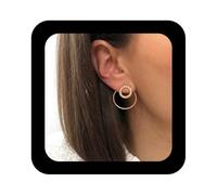 Erimberate Punk Circle Ear Jacket Earrings Gold Cz Hollow Circle Hoop Earrings Outline Circle Studs Earrings Personalized Geometric Round Earrings Jewelry for Women