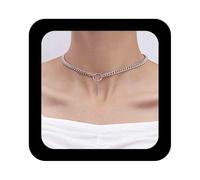 Erimberate Punk Cross Sword Choker Necklace Silver Dagger Cross Pendant Necklaces Metal Knife Curb Collar Necklaces Chunky Sword Cuban Curb Chain Necklace Jewelry for Women