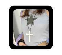 Erimberate Punk Wooden Cross Choker Necklace Black Wooden Cross Pendant Necklaces Long Crucifix Bead Chain Necklaces Vintage Large Crosses Crucifix Necklace Jewelry for Women(Black), Zinc, No Gemstone