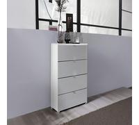 Erimo Narrow Chest - 4 Drawer - Alpine White & Silk Grey Glass