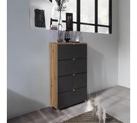 Erimo Narrow Chest - 4 Drawer - Artisan Oak & Basalt Glass