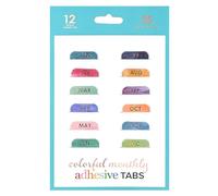Erin Condren Designer Accessories - Monthly Adhesive Tabs Metallic Multicolour Brush Stroke Pack of 12. Ideal for organising and Sorting in Planners, Agenda or notebooks by Month