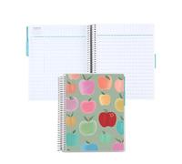 Erin Condren Spiral Teacher Record Book 7" x 9" Platinum-Coiled Notebook with 160 Pages, Colorful Tabbed Sections, Sturdy Laminated Cover, Designed for Tracking Grades, Bold Blooms