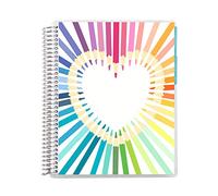 Erin Condren Spiral Teacher Record Book 7" x 9" Platinum-Coiled Notebook with 160 Pages, Colorful Tabbed Sections, Sturdy Laminated Cover, Designed for Tracking Grades, Rainbow Heart