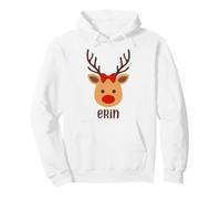 Erin Cute Reindeer Bow Christmas Personalized Name Girls Pullover Hoodie