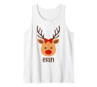 Erin Cute Reindeer Bow Christmas Personalized Name Girls Tank Top
