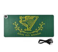 Erin Go Bragh Flag Ireland Green Leather Heated Mouse Pad Gaming Mousepad 31.5 x 13 in Winter Warmer Desk Pads for Office Table Gaming,Study