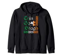 Erin Go Bragh Irish Pride Celtic Shamrock Design Zip Hoodie