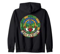 Erin Go Bragh Stained Glass Claddagh Round Tower Irish Pride Zip Hoodie