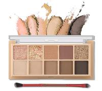 Erinde 10 Colors Eyeshadow Palette Makeup, Matte Shimmer Glitter Eye Makeup Palette, High Pigmented, Naturing-Looking, Blendable Long Lasting Eye Makeup Palette, Travel Size Makeup Pallet (02#Sunset)