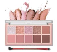 Erinde 10 Colors Eyeshadow Palette, Matter Shimmer Eye Shadow, Glitter Eye Makeup, Travel Size Makeup Pallet, High Pigmented, Naturing-Looking, Blendable, Long Lasting