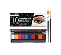 Erinde 10 Colors Face Body Paint Palette with Two Brushes, High Pigment, Smooth Blendable Formula, Long Lasting, Easy to Apply & Remove, Ideal for Halloween, Festivals & Stage 2#