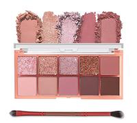 Erinde 10 Colours Eyeshadow Palette, Matter Shimmer Eye Shadow, Glitter Eye Makeup, Travel Size Makeup Pallet, High Pigmented, Naturing-Looking, Blendable, Long Lasting