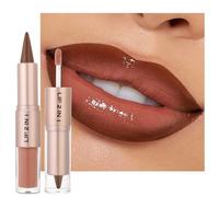 Erinde 2 in 1 Dual Ended Lip Liner & Lip Gloss, Long Lasting Lips Contour Pencil with Hydrating Shiny Gloss, Smooth Matte Lips Crayon & Sheer Stain Duo for Defined Fuller Looking Makeup Vegan,#06