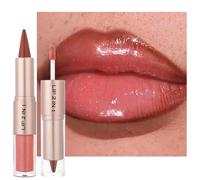 Erinde 2 in 1 Dual Ended Lip Liner & Lip Gloss, Long Lasting Lips Contour Pencil with Hydrating Shiny Gloss, Smooth Matte Lips Crayon & Sheer Stain Duo for Defined Fuller Looking Makeup Vegan,#04